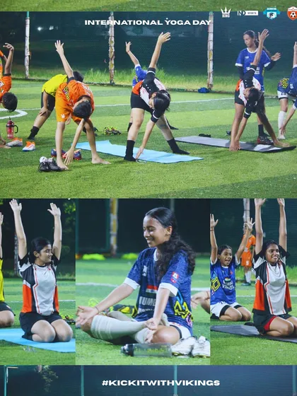 Our girls' squad demonstrating flexibility and focus during our integrated yoga training. This is holistic development.