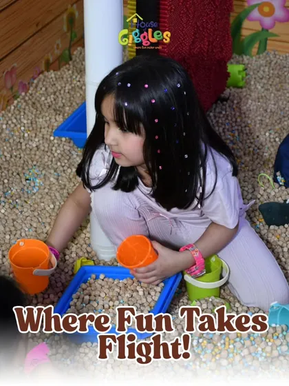 Where fun takes flight! Our sensory play areas, like this chickpea pit, allow kids to dig, pour, and explore with different textures in a clean and safe environment.
