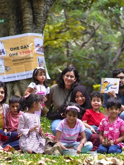 A wonderful group photo from our collaboration with Pratham Books for International Literacy Day. It’s a celebration of reading, learning, and community.