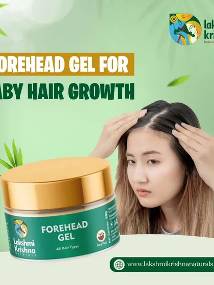 This image focuses on our Forehead Gel, specifically designed for promoting baby hair growth. It's the perfect solution for anyone experiencing a receding hairline or thinning at the front and middle of their scalp.