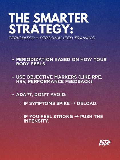 The smarter strategy is periodized and personalized training. We adapt your program based on how your body feels, using objective markers to deload when symptoms spike and push when you feel strong.