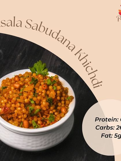 Our Masala Sabudana Khichdi is a light yet filling option, perfect for a snack or a light meal. It's a classic comfort food made healthy, providing 6g of protein.