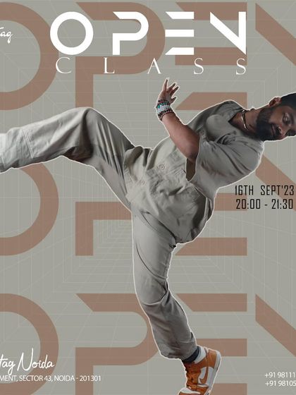 An announcement for a free open class with Manas Yellapantula. We regularly offer these sessions because we believe everyone should have the chance to experience the joy of dance.