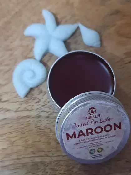 Our Maroon Tinted Lip Balm offers a deeper, elegant shade. Like all our balms, it is chemical-free and designed to keep your lips soft and healthy.