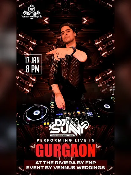 A poster for a private show at The Riviera by FNP in Gurgaon. When I'm booked for a wedding event, I make sure the party is the highlight of the celebration.