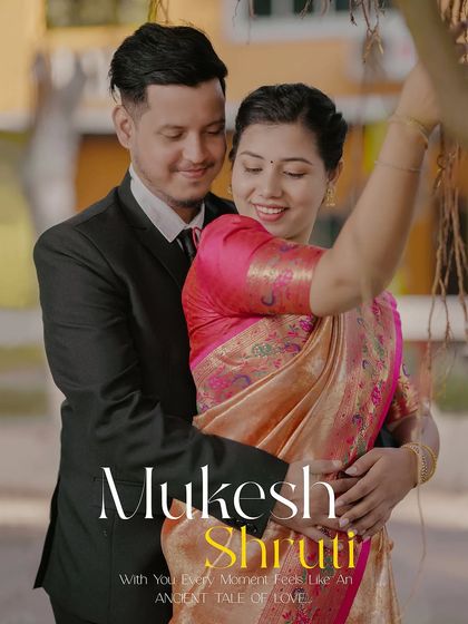 A beautiful portrait of the couple in traditional Maharashtrian attire, perfectly blending cultural elegance with a natural, outdoor setting.