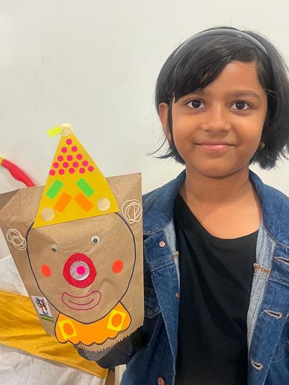 Another fantastic clown puppet created during our craft session. I love seeing how each child interprets the design in their own unique way.