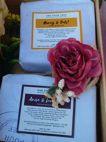 This is an example of a simple, curated gift set featuring my Honey & Oats and Anise & Lavender soaps. It's a perfect, ready-to-go handmade gift for someone who appreciates natural, conscious skincare.