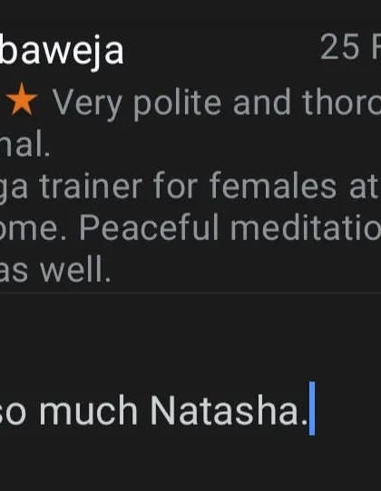 "Finest yoga trainer for females at the comfort of their home." Providing a peaceful and professional yoga and meditation experience at your home is my specialty.