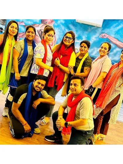 Another happy group shot from our Holi workout. The smiles say it all. This is what our community vibe is all about.