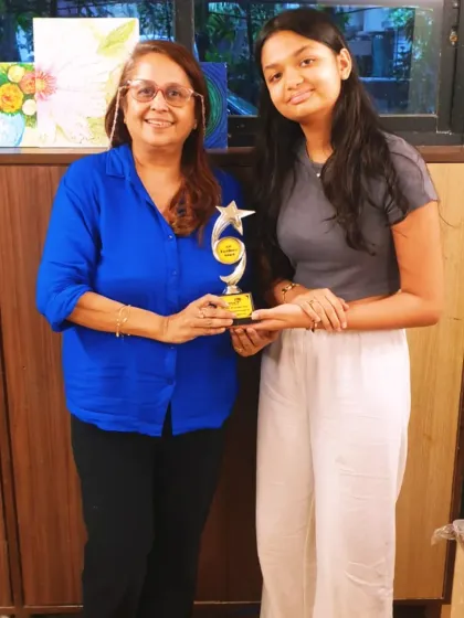 Another proud moment, celebrating my student Sana's achievement in her 10th-grade art exam. Her dedication has paid off beautifully.