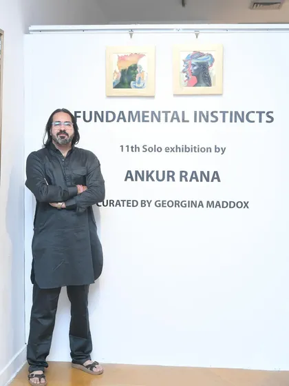 A photo from the opening day of "Fundamental Instincts." It's a humbling experience to stand next to your name on the gallery wall.