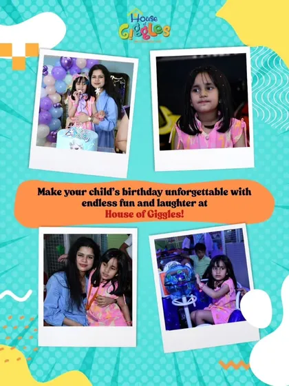 Make your child's birthday unforgettable with endless fun and laughter at House of Giggles! These polaroid-style shots capture the special moments between a mother and her birthday girl.