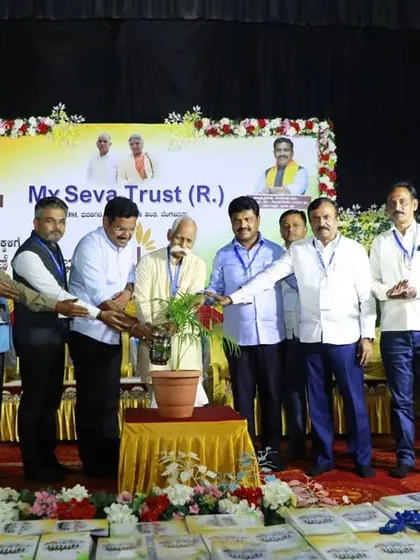 The lamp lighting ceremony at the MY SEVA TRUST event, symbolizing the start of our effort to bring the light of knowledge to these students.