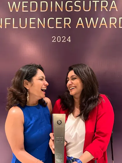 That winning feeling. A candid moment of pure joy after receiving our WeddingSutra Influencer Award. This is a celebration of years of hard work, passion, and telling authentic love stories.