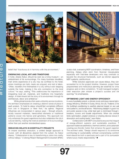 A feature in BW Hotellier highlighting my philosophy on embracing local art and traditions in hotel design to create an authentic sense of place.