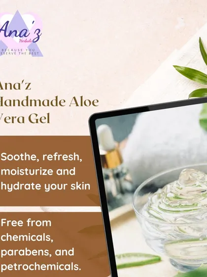 My Handmade Aloe Vera Gel is perfect for soothing and hydrating your skin. It's completely free from chemicals, parabens, and petrochemicals.