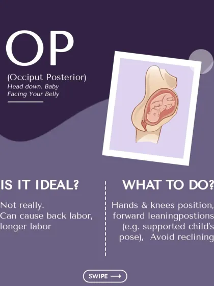 This is the Occiput Posterior (OP) position, where the baby is facing your belly. This can cause back labor, so I suggest hands-and-knees positions and avoiding reclining to encourage rotation.