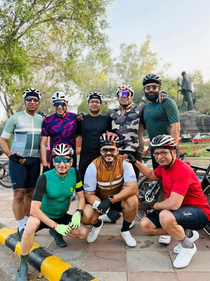 A fun group photo after a successful mid-week ride.