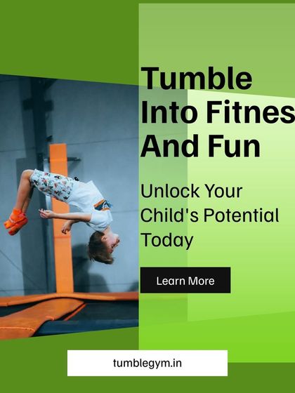 Tumble into fitness and fun. This image of a boy mid-flip on a trampoline captures the exhilarating joy of movement we encourage in our gym.