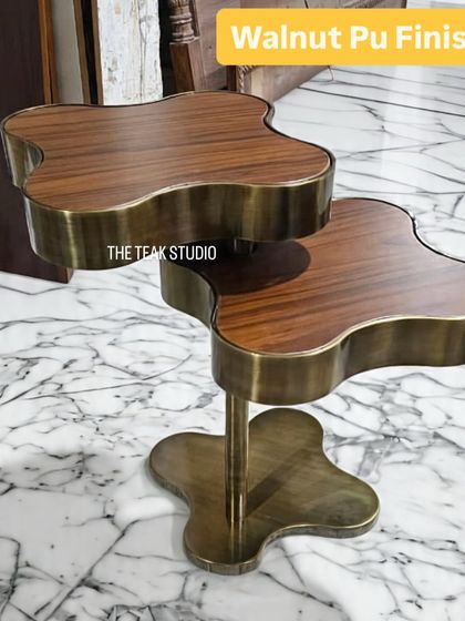 This angle highlights the rich Walnut PU finish on the tabletop. The contrast between the warm wood and the cool metal base makes this a truly special piece.