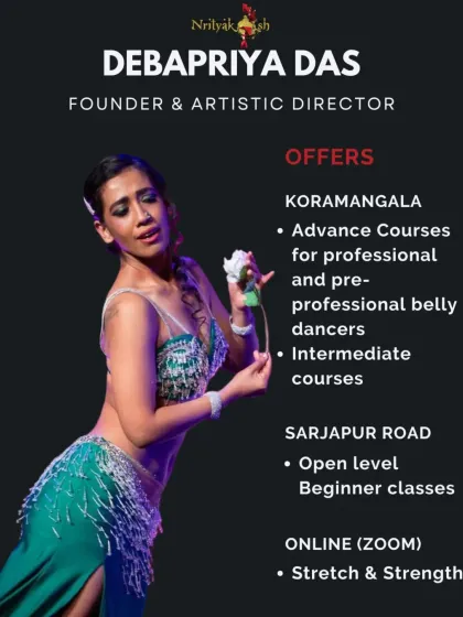 A summary of the courses offered by Debapriya Das, from professional training in Koramangala to online Stretch & Strength modules.
