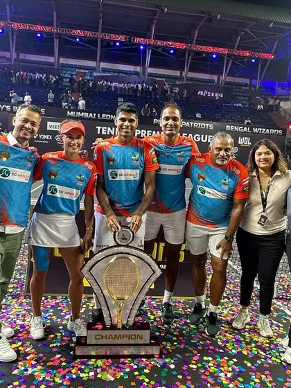 With the champion team of the Tennis Premier League. It's incredibly rewarding to be part of the support staff that helps a team lift the trophy.