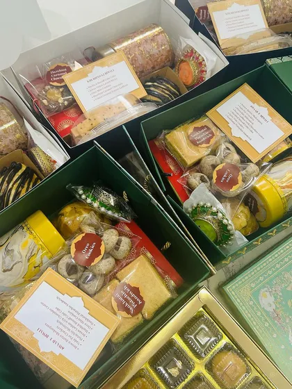More Diwali hampers ready for dispatch. I offer different packaging options to suit your style and budget, from elegant green boxes to premium printed ones.
