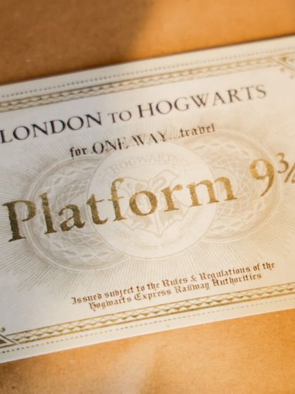 The iconic Platform 9¾ ticket I include with my Harry Potter themed gifts to make the experience feel truly authentic.