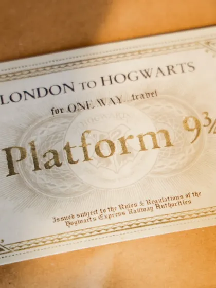 The iconic Platform 9¾ ticket I include with my Harry Potter themed gifts to make the experience feel authentic.