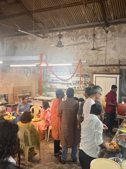 Our studio is a community, and we celebrate together. This was during our Ganesh Chaturthi celebration, a time of food, conversation, and shared joy among our artists and friends.