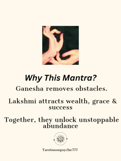 Why is the Lakshmi Ganapati mantra so powerful? Because Ganesha removes obstacles while Lakshmi attracts wealth, grace, and success. Together, their energies unlock a flow of unstoppable abundance.
