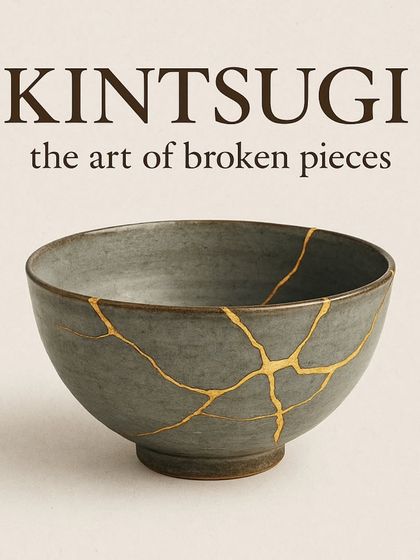 This image perfectly illustrates the philosophy of Kintsugi. The finished bowl, with its golden seams, is more beautiful and unique than it was before it broke.