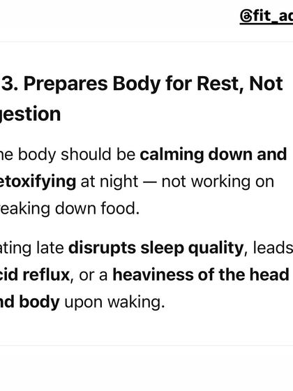 Your body is designed to rest and detoxify at night, not digest a heavy meal. Late-night eating disrupts this natural process, which can lead to poor sleep quality, acid reflux, and a feeling of heaviness when you wake up.