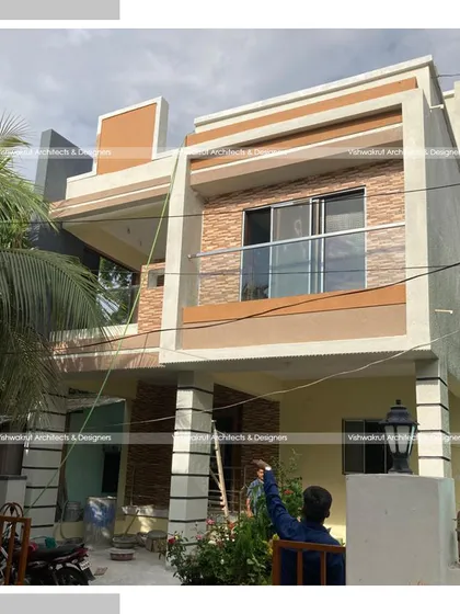A real site photograph of the completed 'Gawand's Villa' in Uran. This shows the transition from the 3D design to the final constructed building, highlighting the accuracy of our vision.