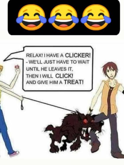 You cannot fix serious canine aggression with a clicker and a treat. This cartoon illustrates a dangerous misunderstanding of dog psychology. Real aggression requires establishing leadership and control, not waiting for the dog to make a choice.