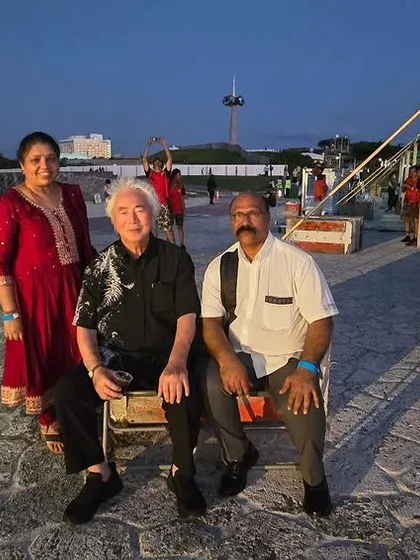 At an evening event during the Okinawa tournament. These gatherings allow us to connect with martial artists from all over the world.