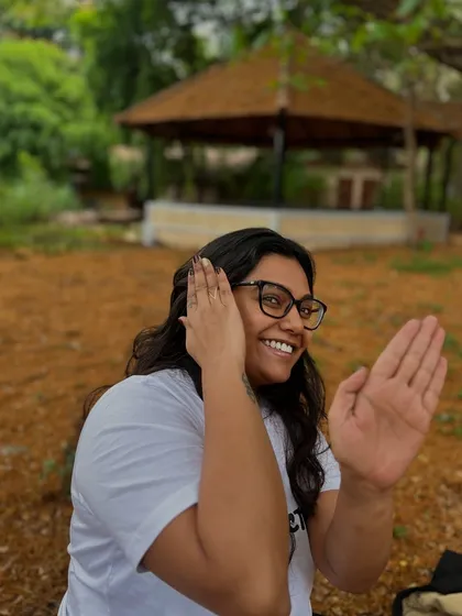 A happy, candid moment in nature. The sounds of rustling leaves and the feel of the earth beneath me humbles my spirit and nurtures my creativity.