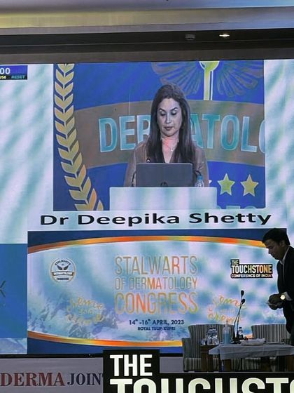 A view from the audience during my presentation. My goal in these talks is to provide practical insights that other doctors can apply in their own practices to improve patient outcomes.