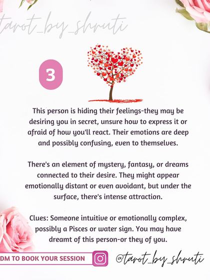 Who is secretly desiring you? This reading uncovers the identity of a hidden admirer, whether it's someone from your past, a person in your current circle, or a mysterious online connection.