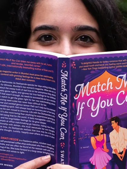 Another favorite moment from the past six months: hiding behind my book, *Match Me If You Can*. This story is so special to me.