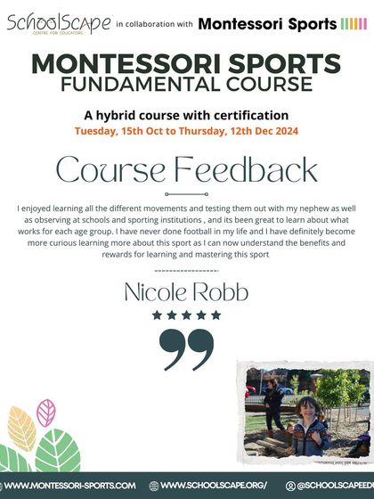 More positive feedback for our Montessori Sports course.