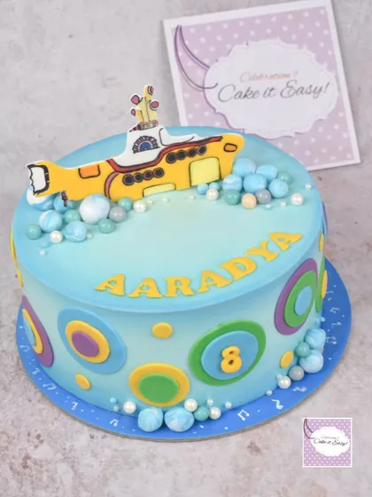 Another view of the Beatles birthday cake.