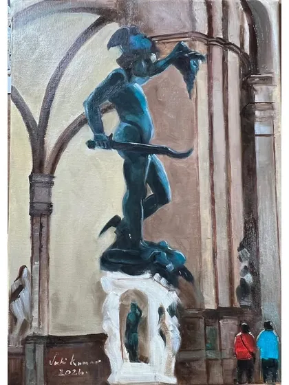 'Perseus with the head of Medusa,' an 8.5x12 inch oil on linen painting. I was inspired to paint this famous statue in Florence, just as John Singer Sargent did. It took longer than expected, but I'm happy with the outcome.