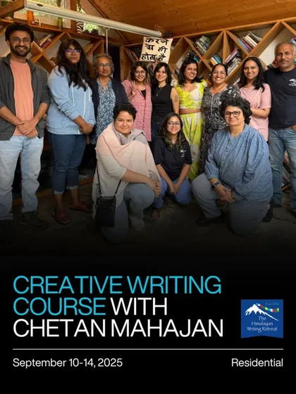 A group of writers engaged in a creative writing course with me, Chetan Mahajan. This is a typical scene from our residential workshops, filled with learning, laughter, and community.