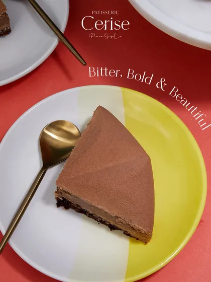 Bitter, Bold & Beautiful. A slice of the Mochaccino, showcasing its clean lines and seamless texture.