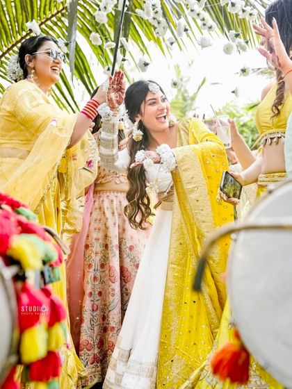 Laughter and dance at a Haldi ceremony. Our choreography is designed to be fun and accessible, so everyone can join in and celebrate together.