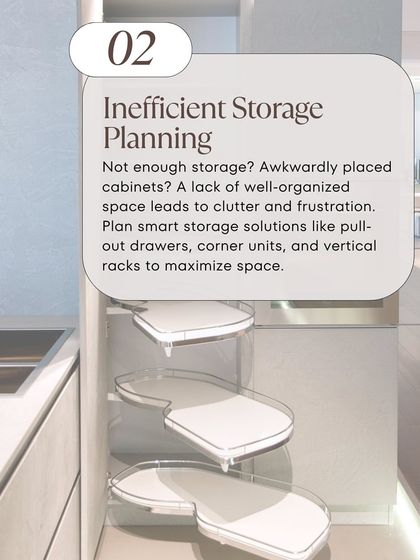Inefficient storage planning leads to clutter and frustration. We avoid this by planning smart solutions like pull-outs and corner units from the very beginning.