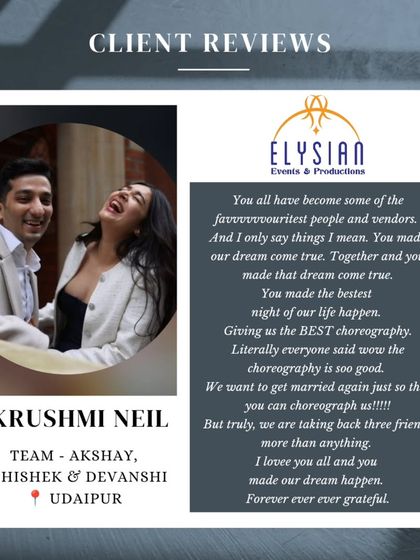 "We want to get married again just so that you can choreograph us!!!!" The highest praise from Krushmi and Neil. We are forever grateful.