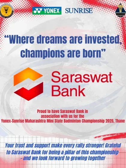 A thank you note to Saraswat Bank for their association with the championship. I successfully secure partnerships with leading financial institutions to ensure my tournaments are financially sound.